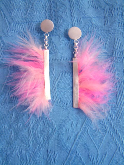 Pink Feather Earrings